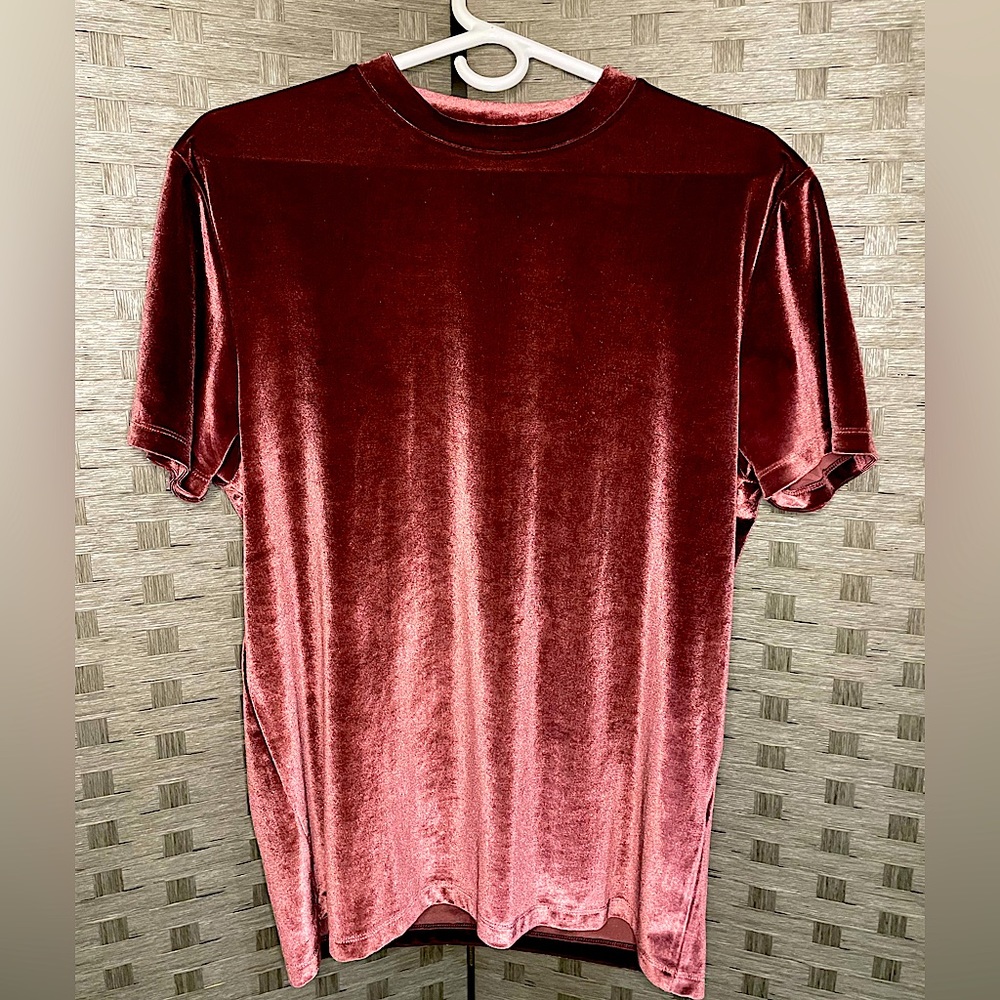 ASOS Design size M Burgundy Velour Short Sleeve Shirt